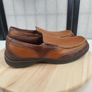 Croft & Barrow Arno Brown Leather Tan & Brown Casual Loafers Men US 10M NWT